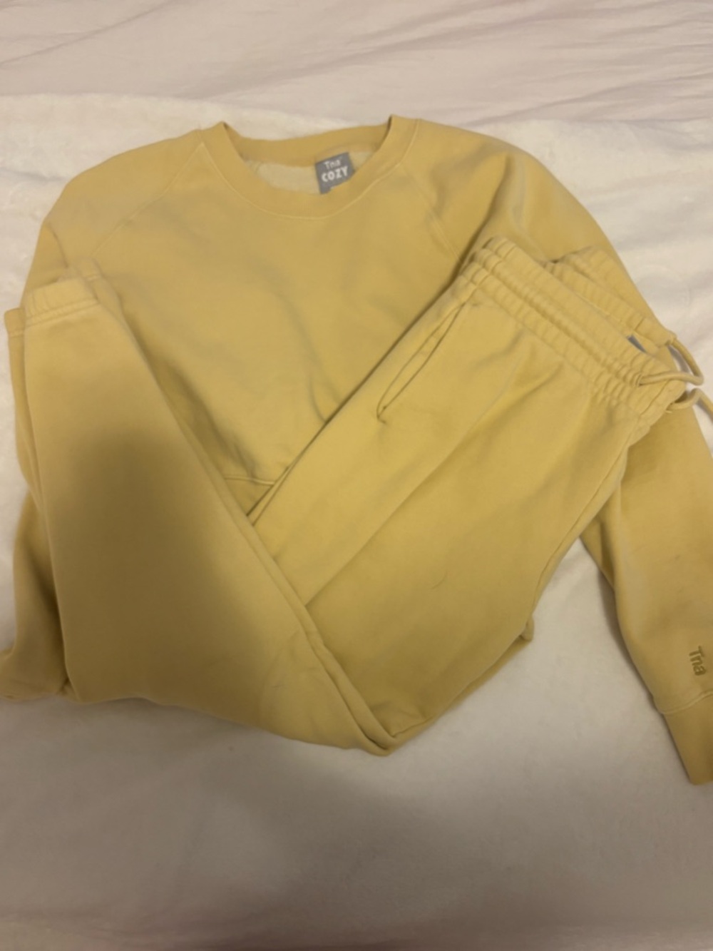 TNA Butter Yellow Cozy Sweatshirt & Joggers Set